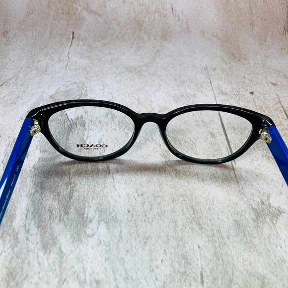 Coach Oval Black Blue And Silver Eyeglasses Glasses Frames NWOT - Picture 4 of 12